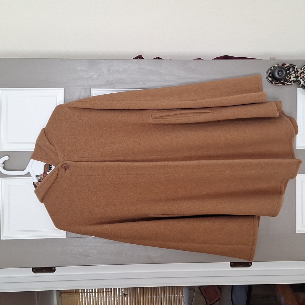 Tan Camel Heavy Weight Fall Winter Plaid Wool Cape